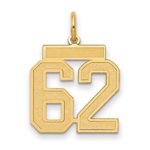 14k Yellow Gold, Jersey Collection, Medium Number 62 Pendant